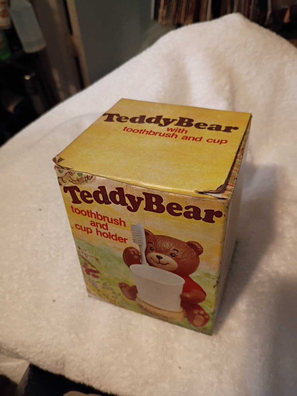 Avon TeddyBear Toothbrush and Cup Holder - Yellow